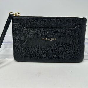 Marc Jacobs Pebbled Leather Wristlet Purse Bag Wallet Card Holder Black EUC